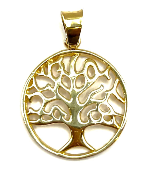 14k Gold Round Tree of Life Necklace